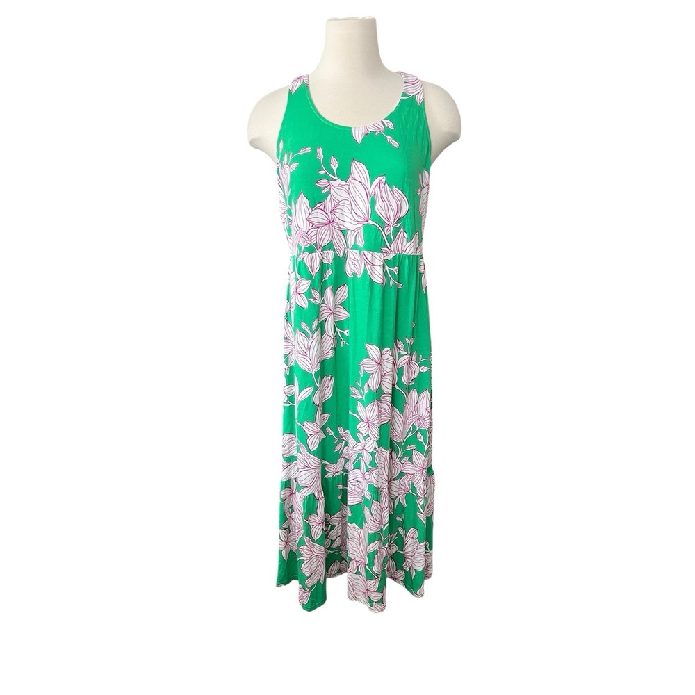 Cabi The Weekend Dress Green Floral Midi/Maxi Dress Size M Boho Poppy Casual - Picture 2 of 8